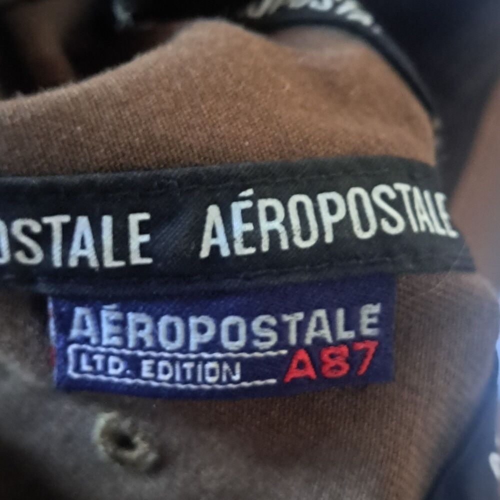 Aeropostale A87 Fitted Brown Hat Baseball Cap L XL Beige Khaki Embroidered LOGO - Picture 11 of 16